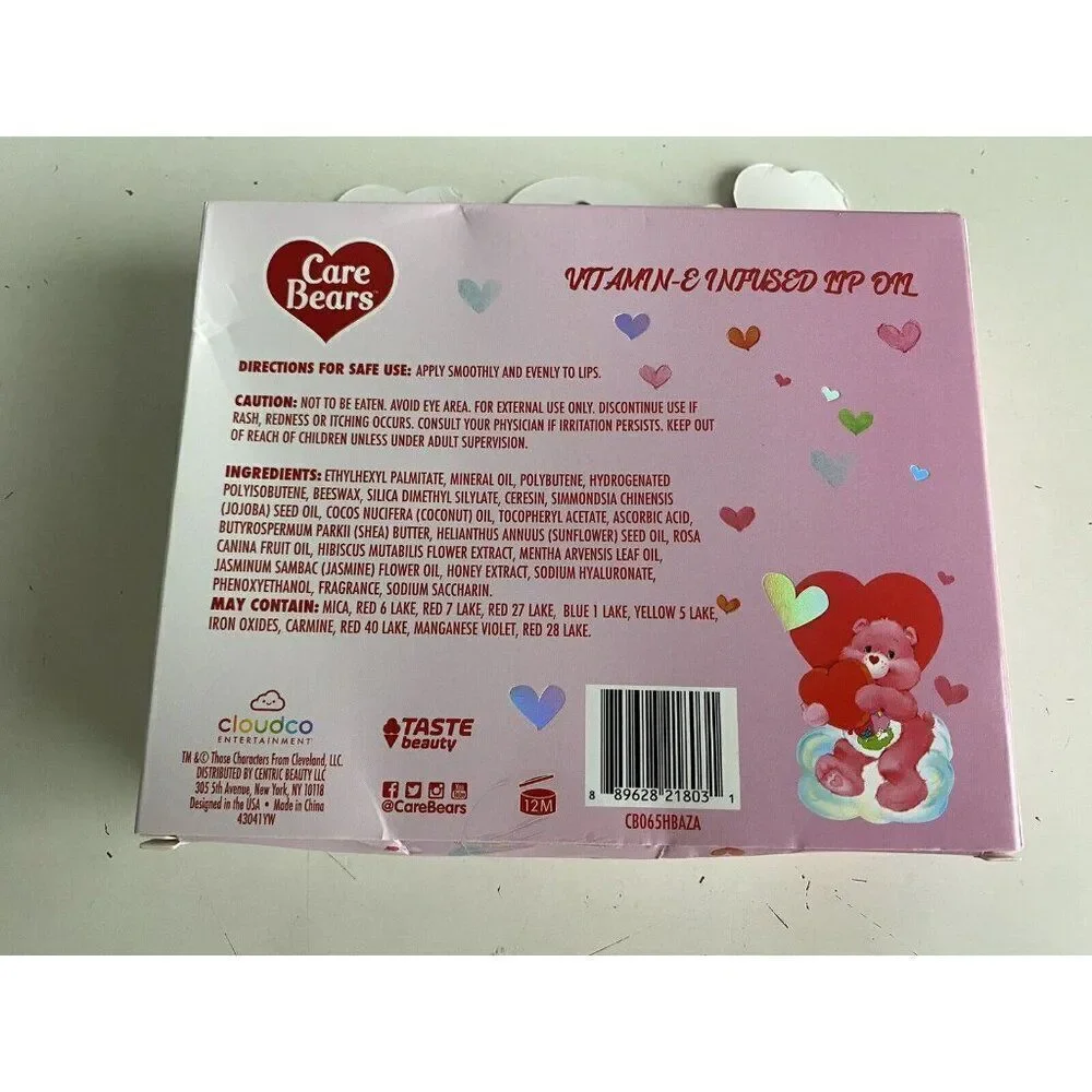 Set‎ Of 4 Taste Beauty CARE BEARS Vitamin E Infused Flavored Lip Oil Valentines
